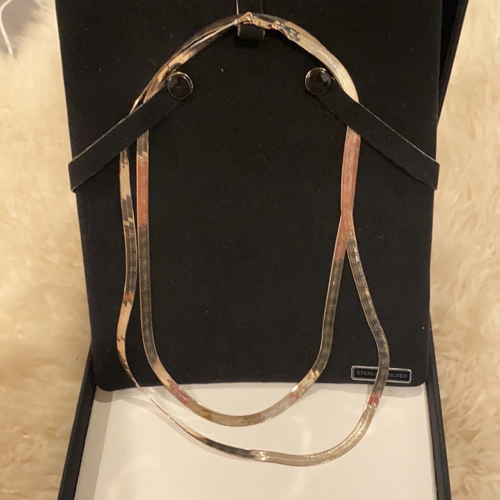 NEW 925 Sterling Silver Flat Herringbone Snake  Necklace